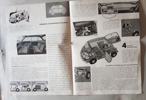 BMW Isetta 600 depliant originale 1958 testo francese brochure
