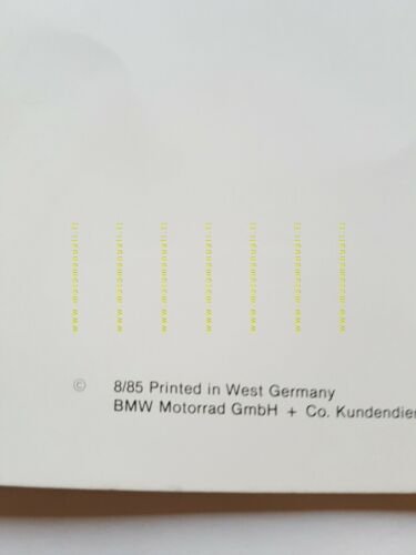 BMW Istruzioni di controllo per K 75 1985 manuale officina …