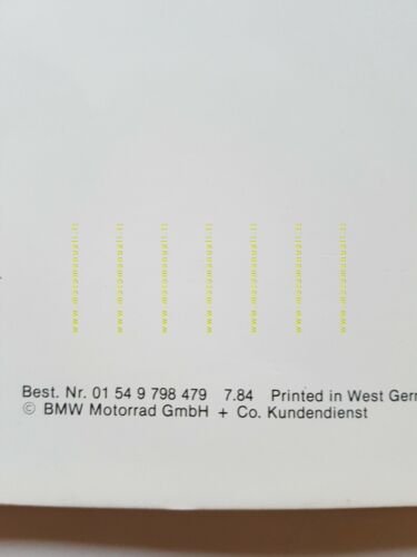 BMW Istruzioni di controllo per serie K 1984 manuale officina …