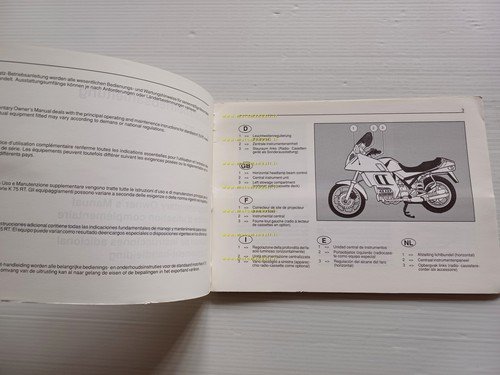 BMW K 75 RT 1990-91 opuscolo aggiuntivo originale manuale uso