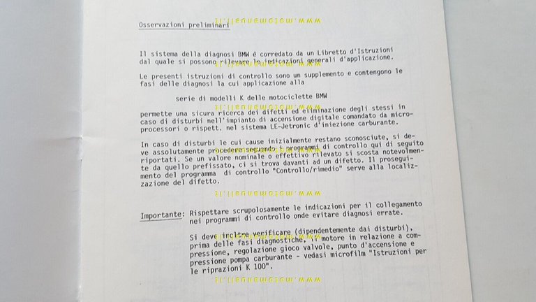 BMW LE-Jetronic Istruzioni di controllo modelli K manuale officina ITALIANO