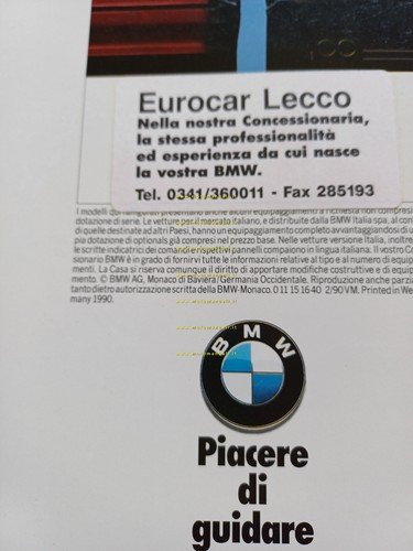 BMW M3 - M3 Cabrio - M5 1990 depliant italiano …