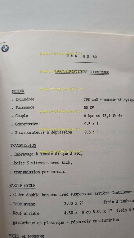 BMW moto cartella stampa modelli 1980 FRANCESE originale genuine press …