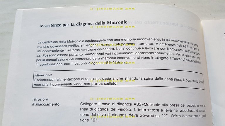 BMW Motronic Istruzioni di controllo 1989 manuale officina ITALIANO originale