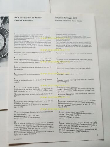 BMW procedura montaggio doppio disco anni 70 opuscolo manuale per …