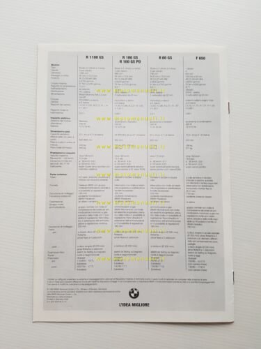 BMW produzione modelli Enduro 1994 depliant Italiano originale moto brochure