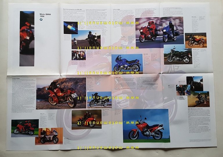 BMW produzione modelli moto 1996 depliant poster originale ITALIANO brochure