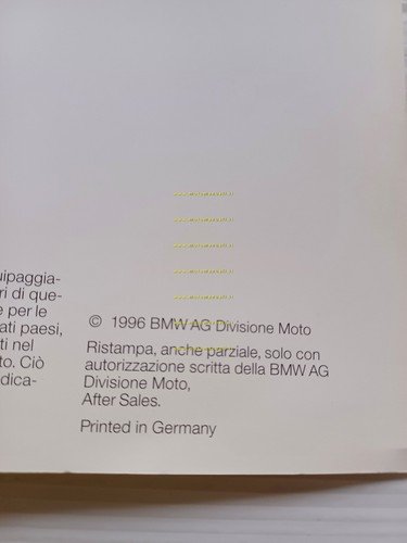 BMW R 80 GS BASIC 1996 opuscolo Supplemento italiano originale …