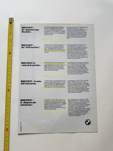 BMW R 80 ST depliant moto originale MULTILINGUA