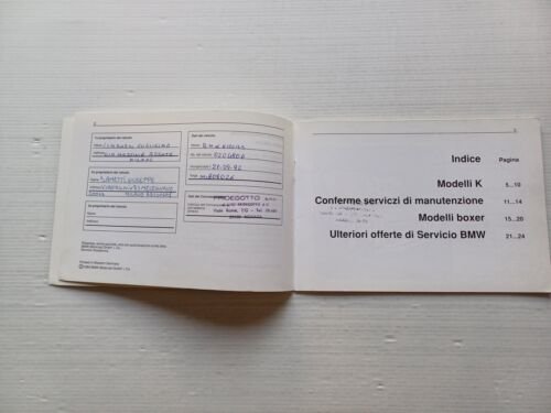 BMW serie K - serie Boxer libretto tagliandi 1989 USATO …
