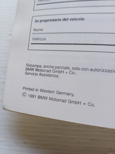 BMW serie K - serie Boxer libretto tagliandi 1991 USATO …