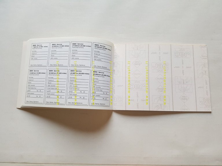 BMW serie K - serie Boxer SERVICE BOOKLET libretto tagliandi …