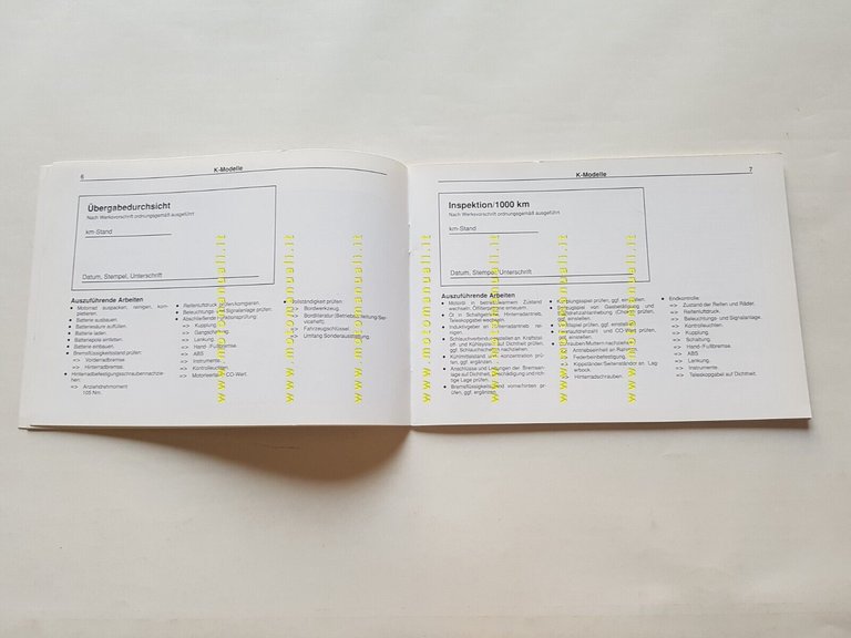 BMW serie K - serie Boxer SERVICEHEFT libretto tagliandi 1989 …