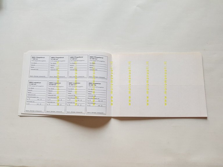 BMW serie K - serie Boxer SERVICEHEFT libretto tagliandi 1989 …