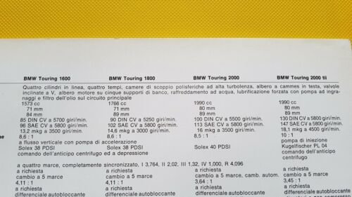 BMW Touring 1.6- 1.8- 2.0- 20 tii 1971 depliant italiano …