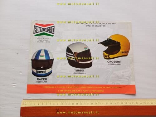 Boeri produzione caschi moto 1977 depliant italiano originale