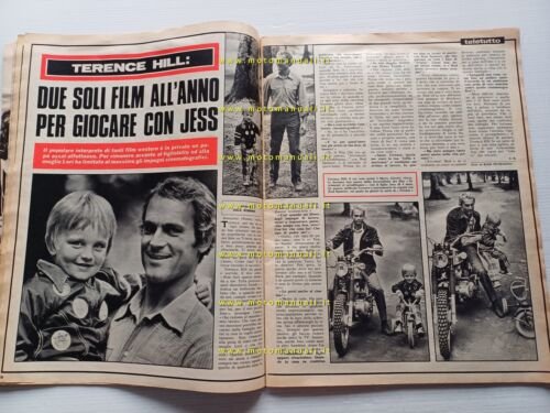 Bolero Teletutto - Terence Hill su Ducati Scrambler rivista 10.1973
