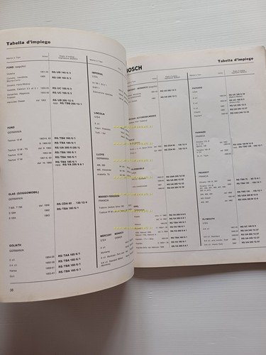 Bosch catalogo prodotti auto 1964 italiano originale