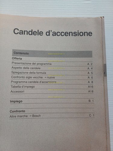 Bosch guida applicazione candele auto 1990-91 manuale catalogo originale