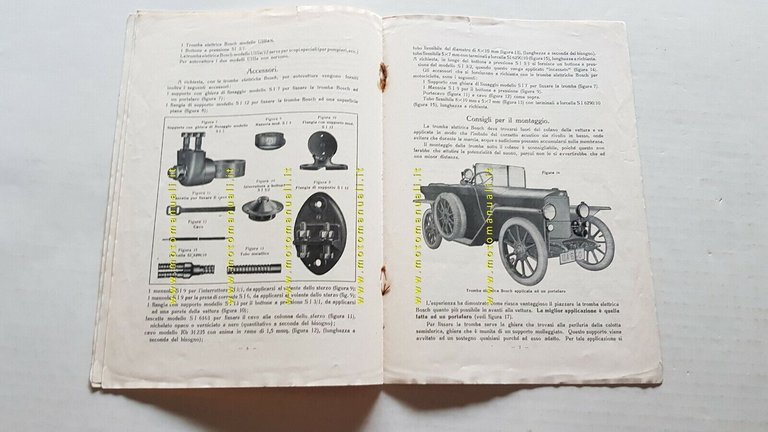 Bosch Tromba Elettrica Auto 1923 depliant originale ITALIANO brochure