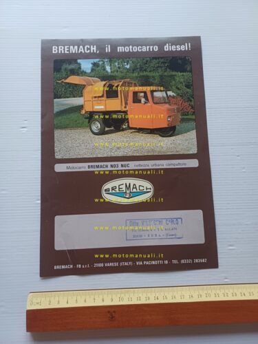 Bremach motocarro Diesel ND3 NUC Nettezza Urbana depliant 1978 italiano …