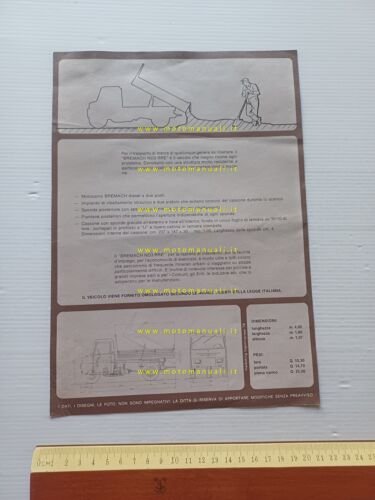 Bremach motocarro Diesel ND3 RRE Edilizia depliant 1978 italiano original