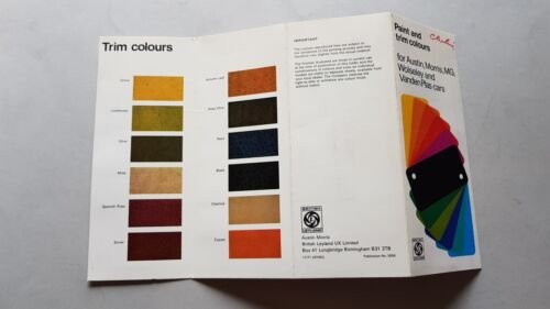 British Leyland Paint and Trim colours 1971 auto depliant originale