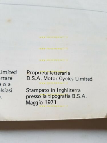 BSA 750 ROCKET 3 1971 manuale uso manutenzione libretto ITALIANO …