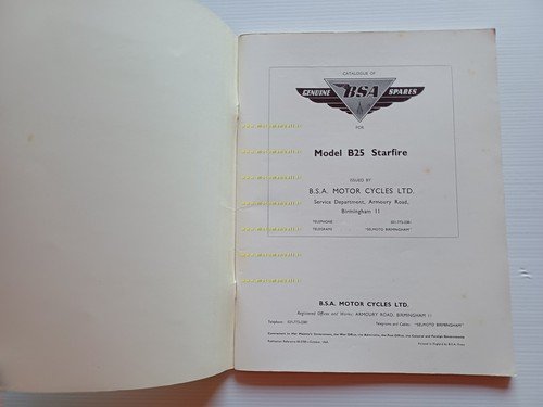 BSA B25 Starfire 250 1970 catalogo ricambi Inglese originale