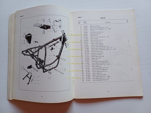 BSA B25 Starfire 250 1970 catalogo ricambi Inglese originale