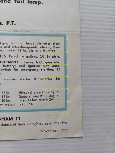 BSA Beeza Scooter 198 1955 depliant INGLESE originale
