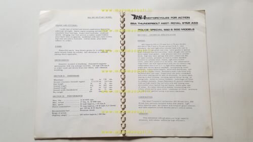 BSA catalogo produzione modelli 175-250-350-441-650 1968 depliant originale