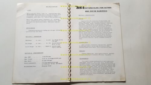 BSA catalogo produzione modelli 175-250-350-441-650 1968 depliant originale