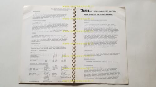 BSA catalogo produzione modelli 175-250-350-441-650 1968 depliant originale