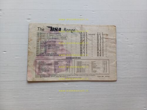 BSA catalogo produzione modelli 1968 depliant INGLESE originale