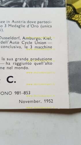 BSA catalogo produzione modelli moto 1952 depliant originale italiano