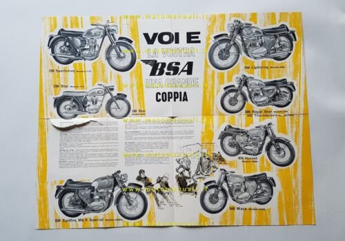 BSA catalogo produzione modelli moto 1965 depliant originale italiano