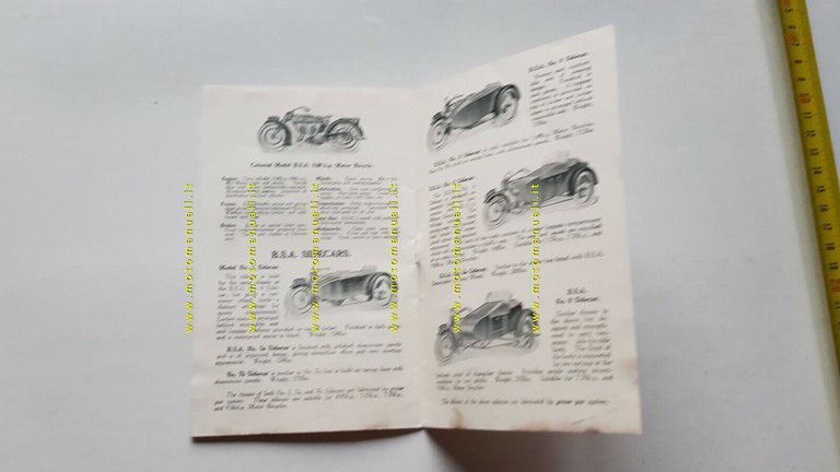 BSA catalogo produzione moto 1925 originale inglese anteguerra pre-war brochure