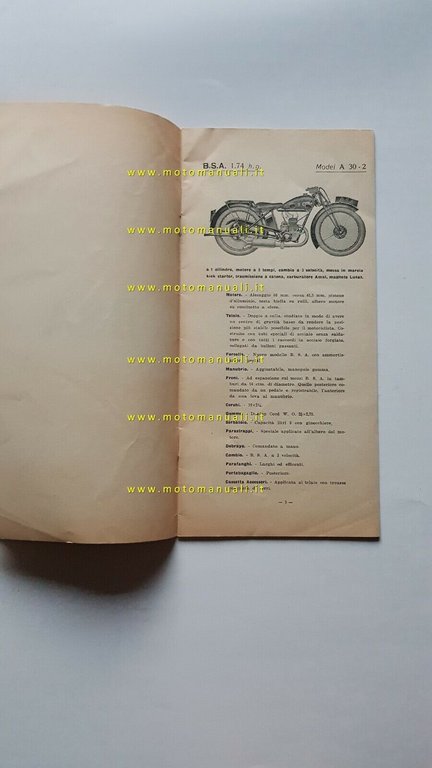 BSA catalogo produzione moto 1931 originale ITALIANO anteguerra pre-war brochure