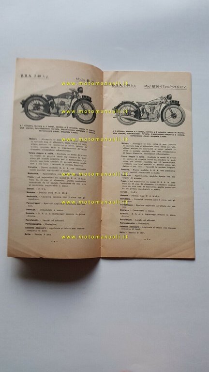 BSA catalogo produzione moto 1931 originale ITALIANO anteguerra pre-war brochure