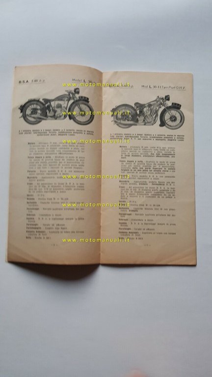 BSA catalogo produzione moto 1931 originale ITALIANO anteguerra pre-war brochure