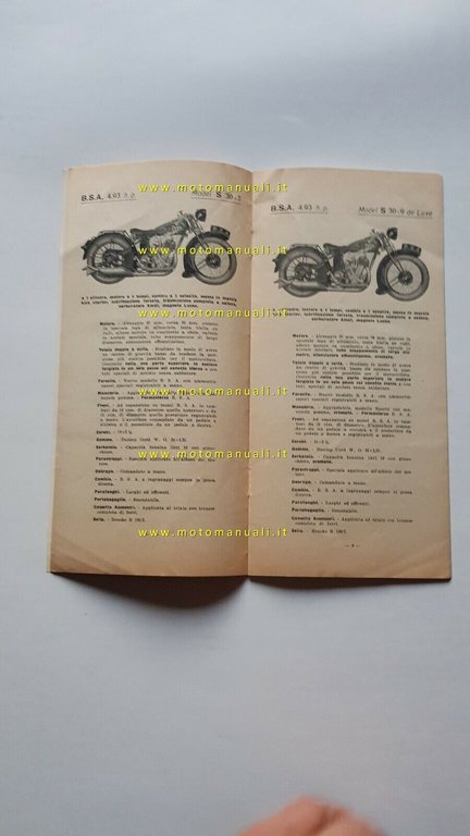 BSA catalogo produzione moto 1931 originale ITALIANO anteguerra pre-war brochure