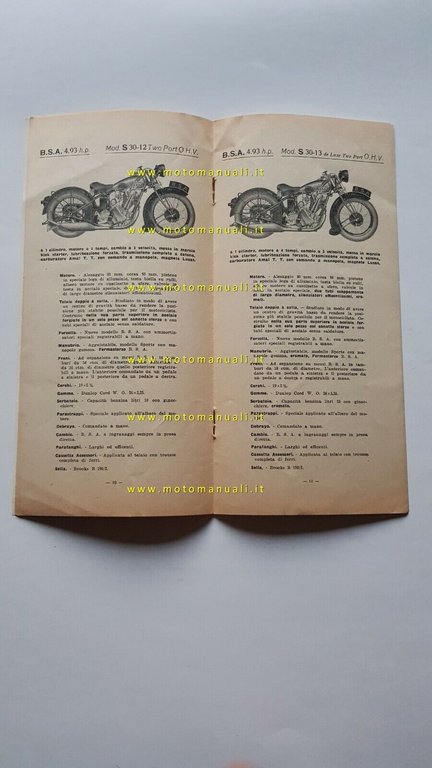 BSA catalogo produzione moto 1931 originale ITALIANO anteguerra pre-war brochure