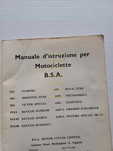 BSA modelli B25 - B44 - A50 - A65 - …