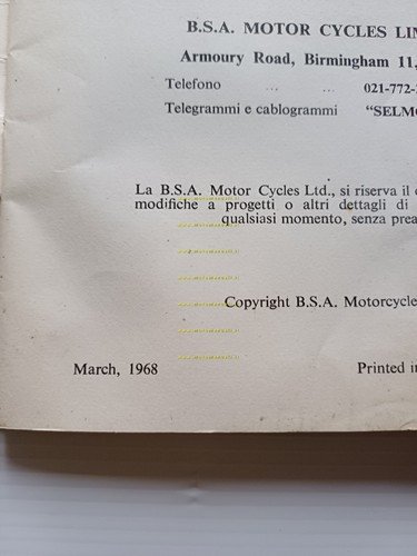 BSA modelli B25 - B44 - A50 - A65 - …