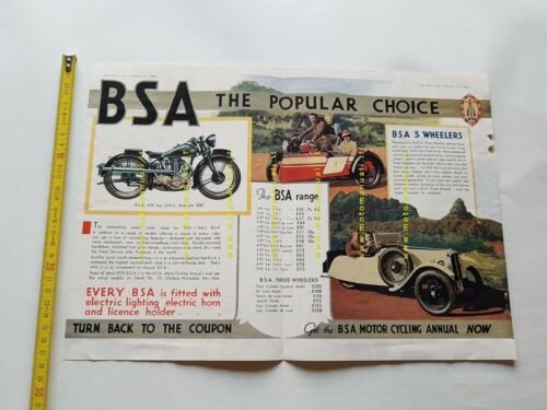 BSA partecipazione al salone 1934 depliant originale INGLESE anteguerra