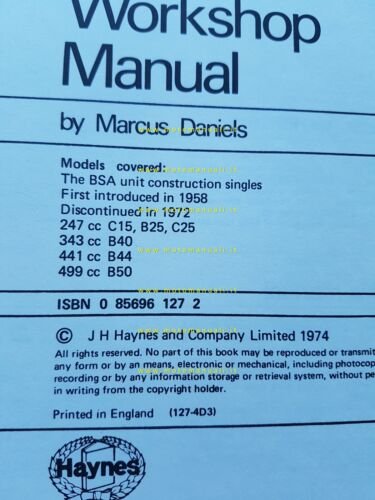 BSA tutti modelli 250 - 350 - 450 - 500 …