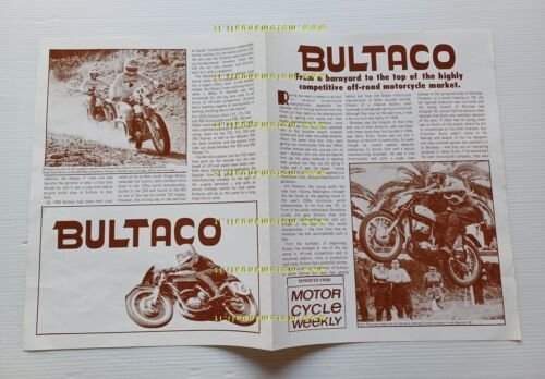 Bultaco 1973 ristampa da Motor Cycle Weekly depliant inglese originale