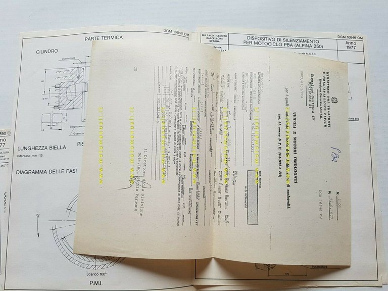 Bultaco Alpina 250 1977 scheda omologazione DGM originale Motorizzazione