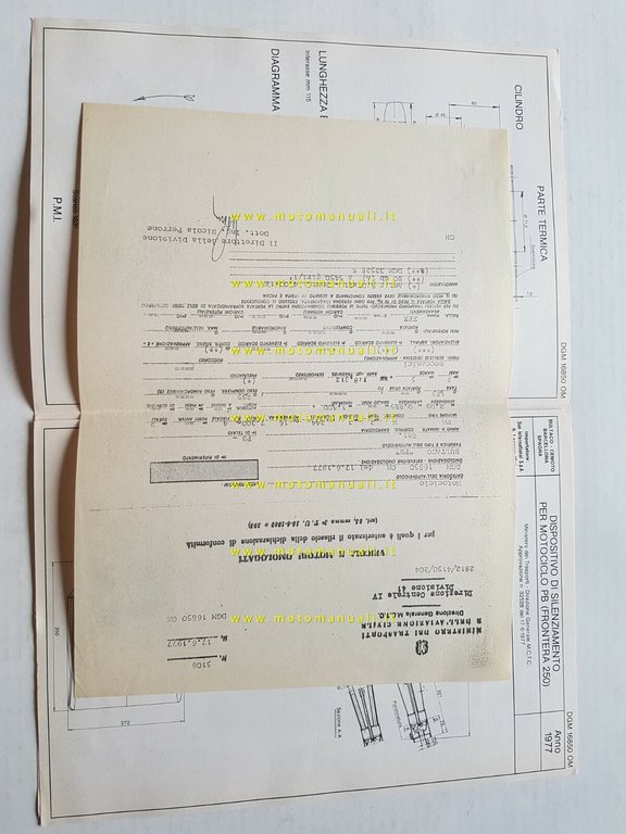 Bultaco Frontera 250 1977 scheda omologazione DGM originale Motorizzazione